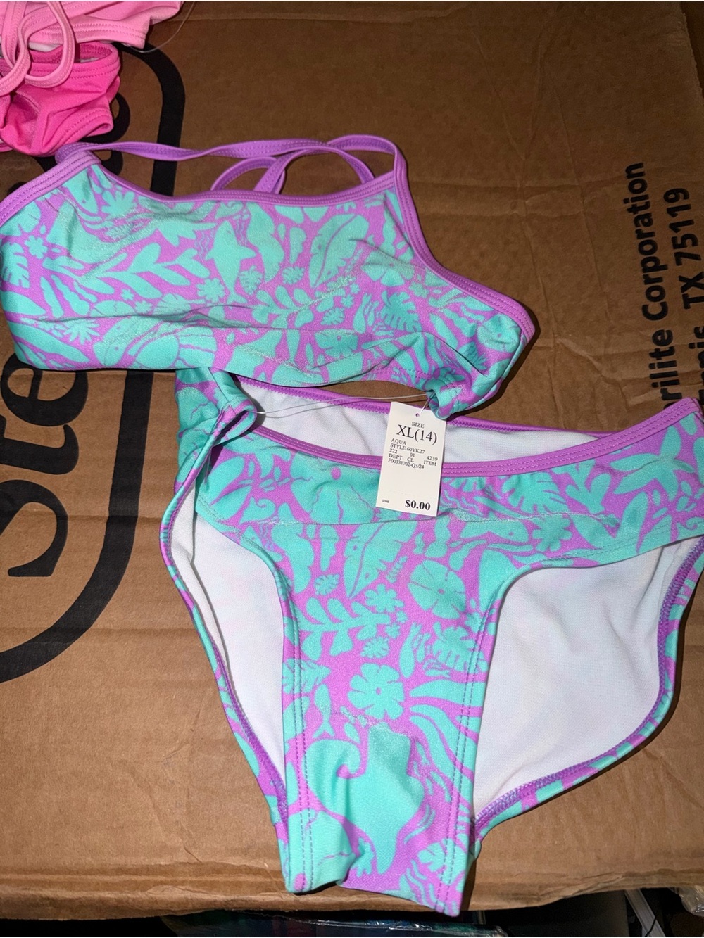 Target Girls Two-Piece Swim Bikini in Aqua and Lavender Floral